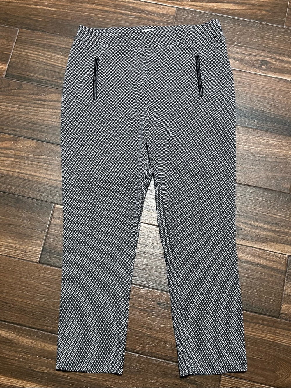 Calvin Klein Women’s Ponte Pull On Pants 14 Black White Stretch